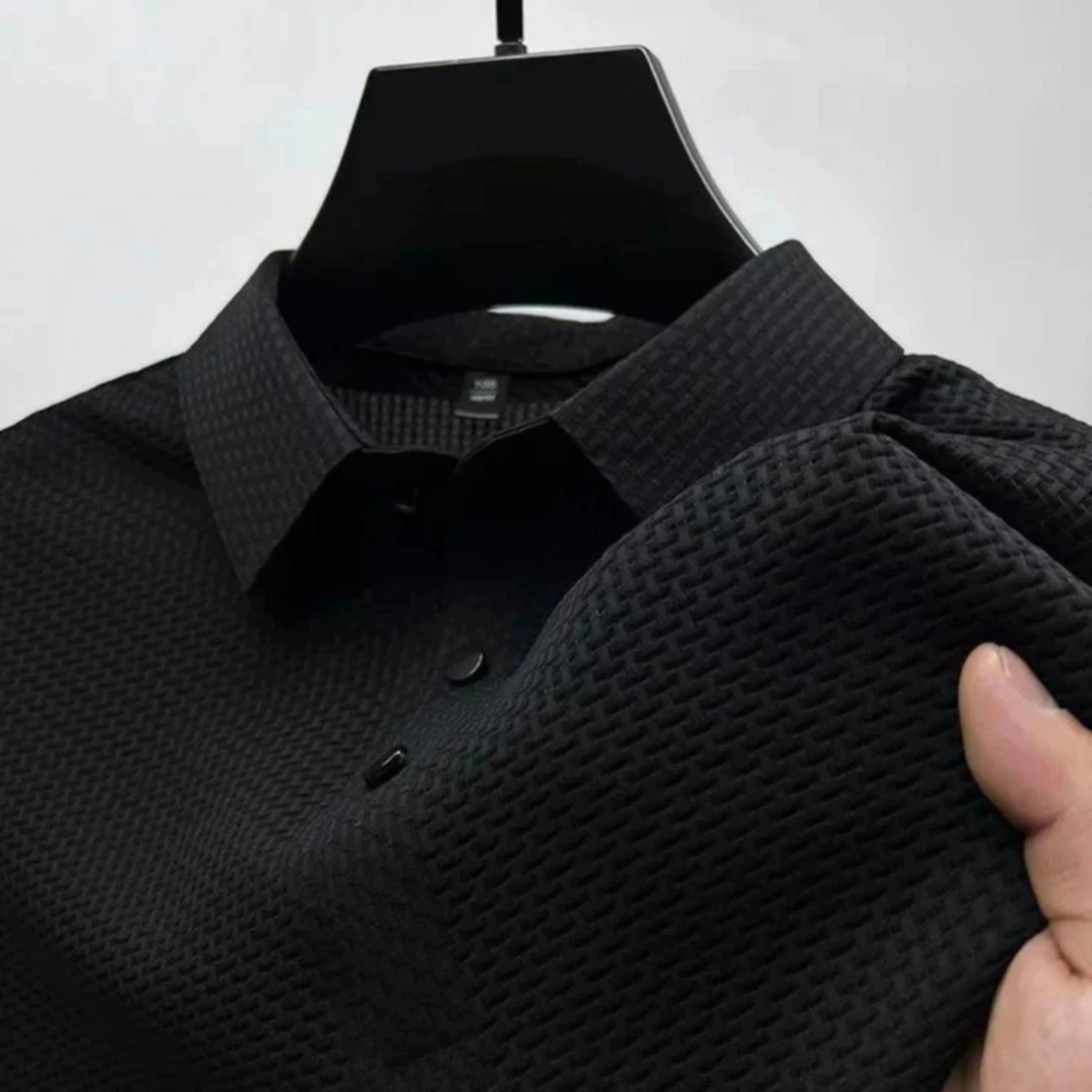Mäns Piketröja Korta Ärmar Texturerad Slimmad Stil 2