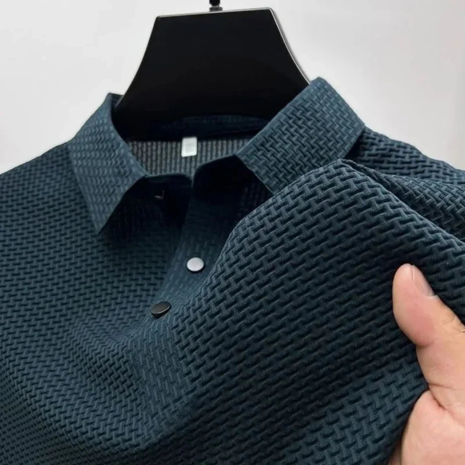 Mäns Piketröja Korta Ärmar Texturerad Slimmad Stil 3