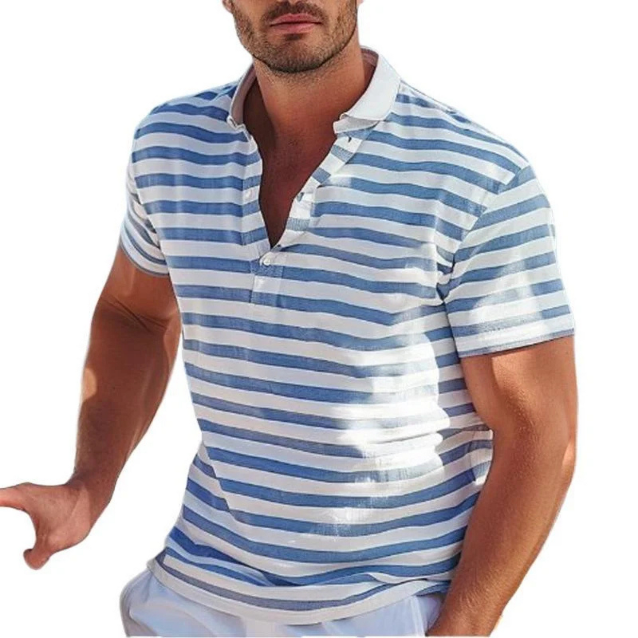 Mäns Pikétröja Randig Retro Stil 1