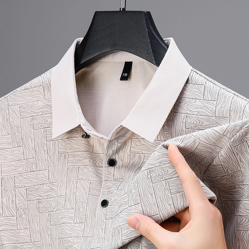 Mäns Pikétröja med Geometriskt Mönster 2