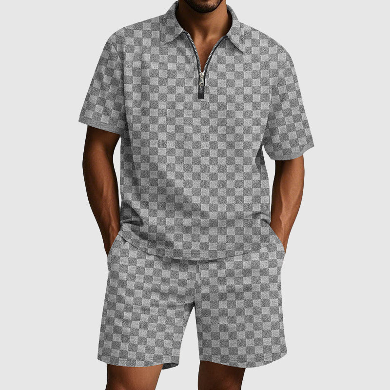Mäns Pikétröja och Shorts Set Modern Stil 4