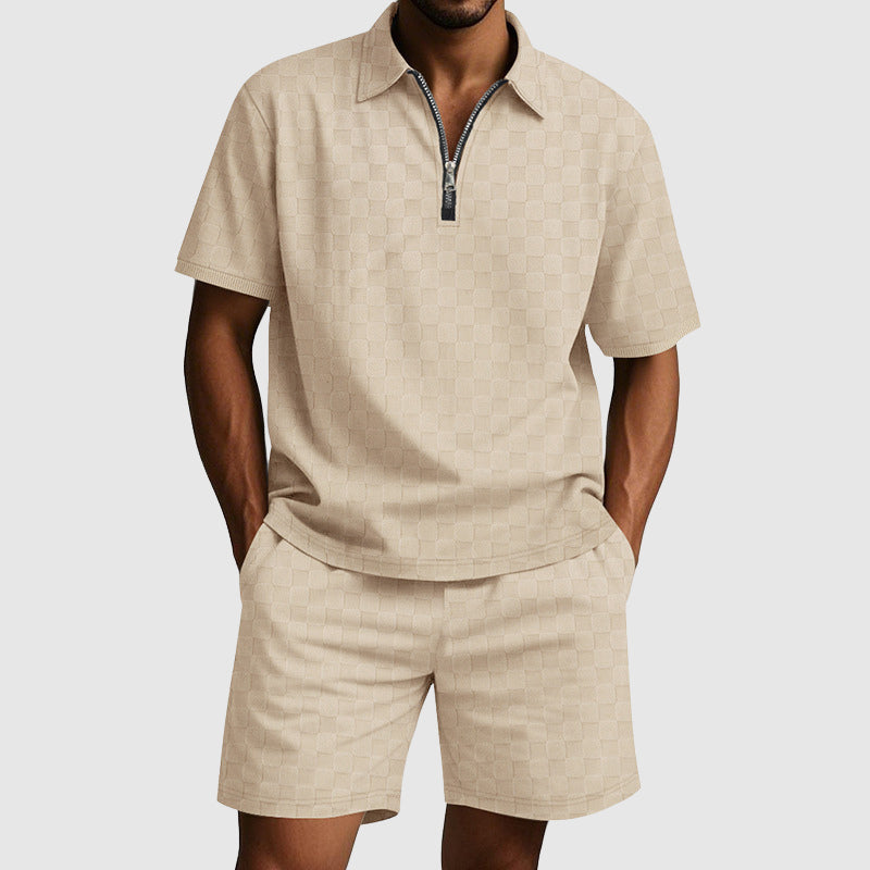Mäns Pikétröja och Shorts Set Modern Stil 8