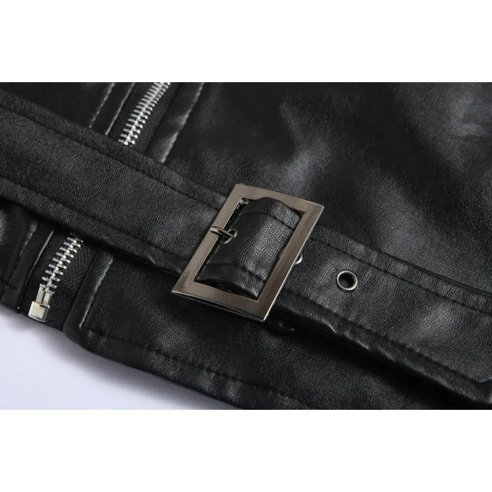 Mäns Punk Rock Läderjacka 5