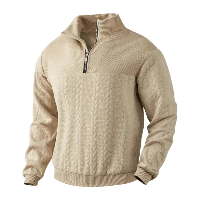 Mäns Quarter Zip Tröja Klassisk Stil 0