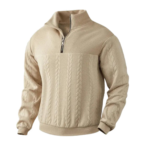 Mäns Quarter Zip Tröja Klassisk Stil 0