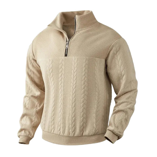 Mäns Quarter Zip Tröja Klassisk Stil 0