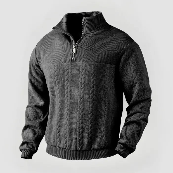 Mäns Quarter Zip Tröja Klassisk Stil 10