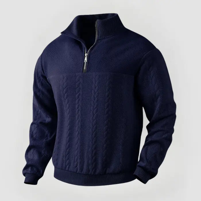 Mäns Quarter Zip Tröja Klassisk Stil 11