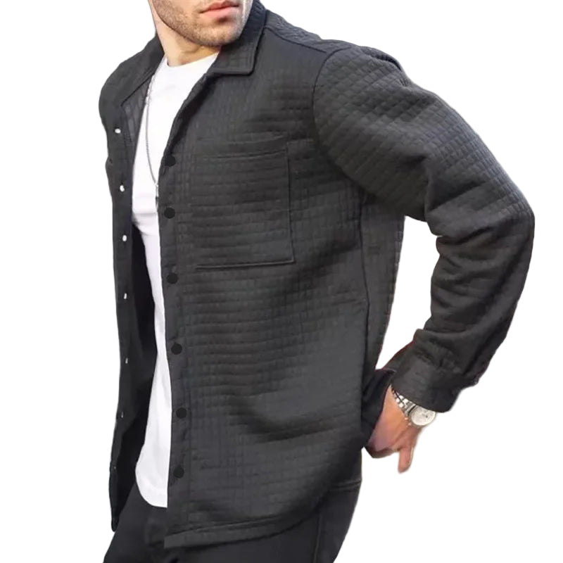 Mäns Quiltad Jacka Avslappnad Stil 0