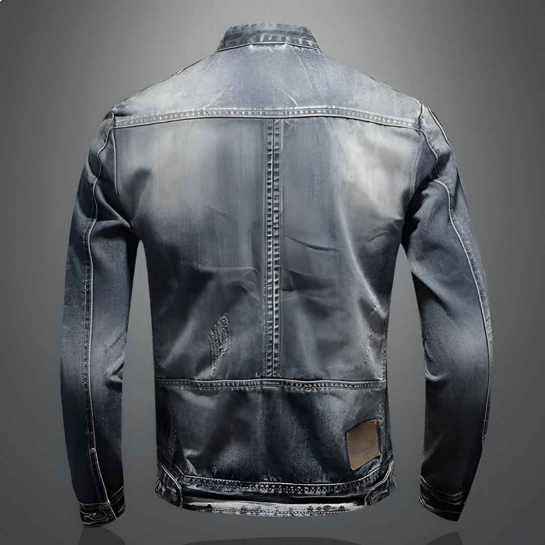 Mäns Retro Jeansjacka Bikerstil 2
