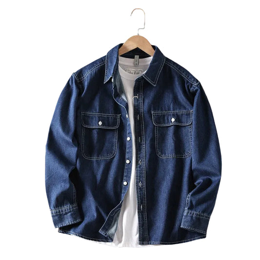 Mäns Retro Jeansskjorta Avslappnad Stil för Trendig Look 0