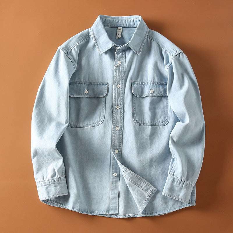 Mäns Retro Jeansskjorta Avslappnad Stil för Trendig Look 1