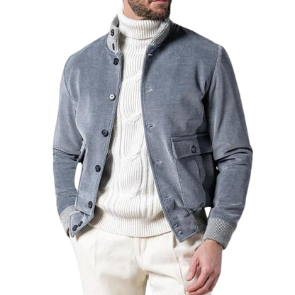 Mäns Ribbad Sammet Jacka Modern Stil 0