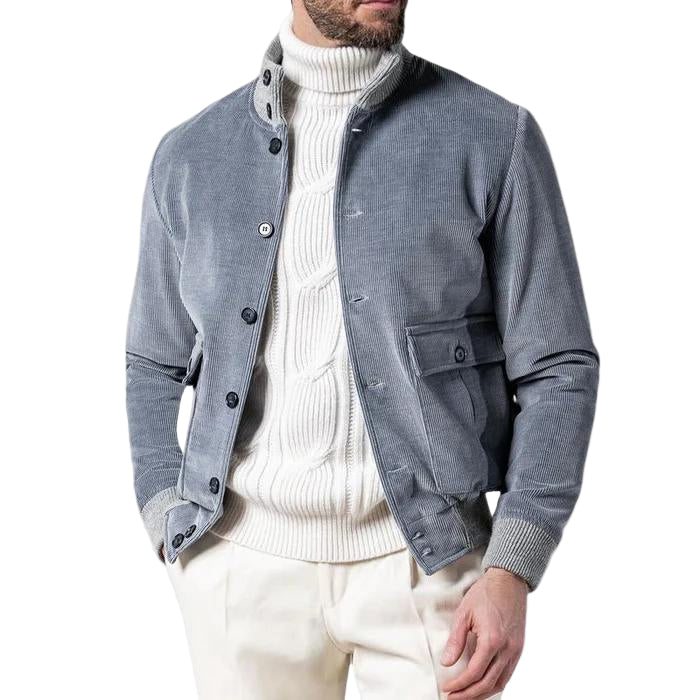 Mäns Ribbad Sammet Jacka Modern Stil 0