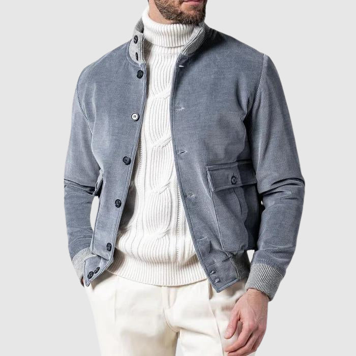 Mäns Ribbad Sammet Jacka Modern Stil 1