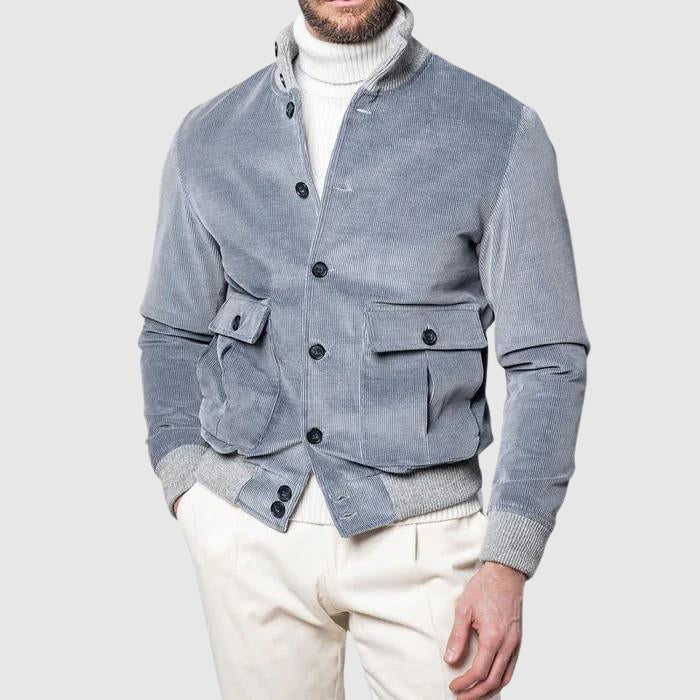 Mäns Ribbad Sammet Jacka Modern Stil 2
