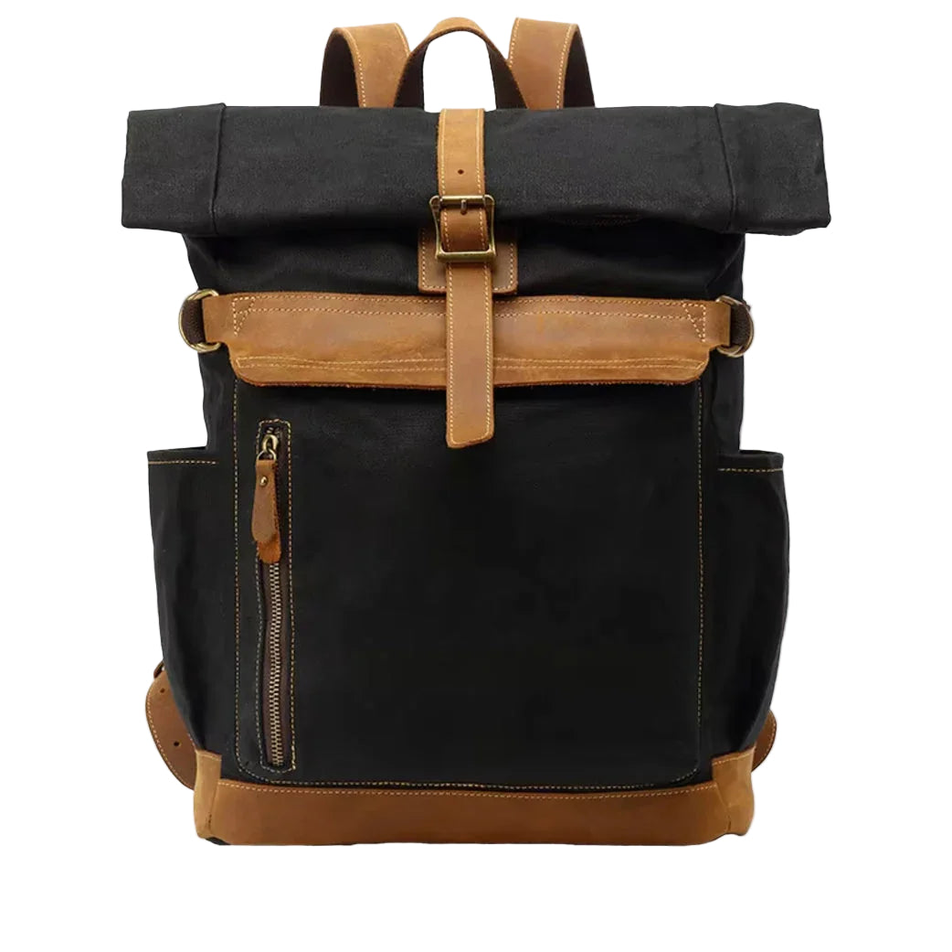 Mäns Roll Top Ryggsäck i Klassisk Stil 0