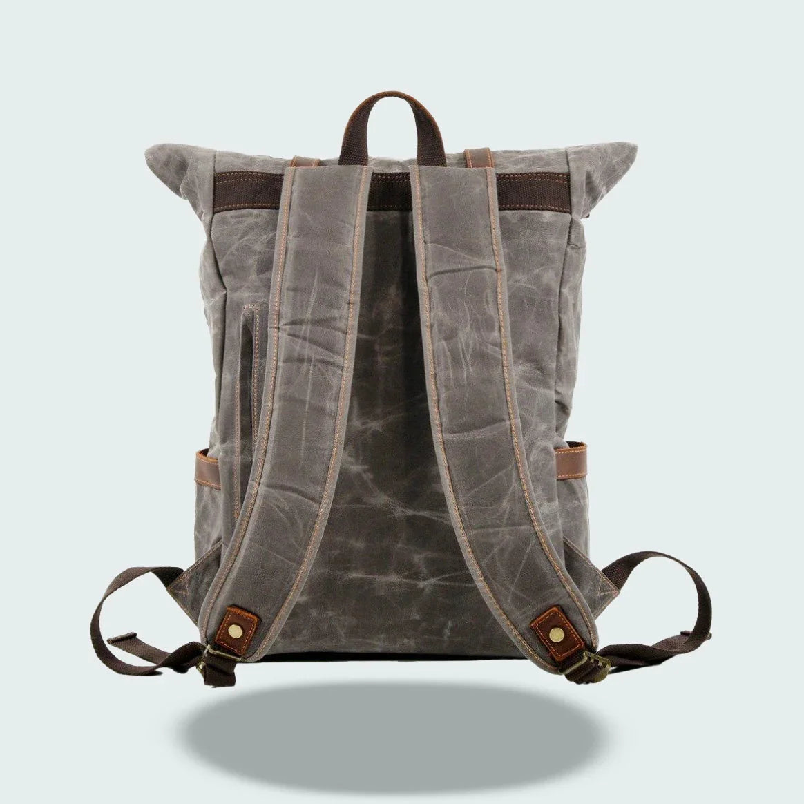 Mäns Ryggsäck med Rulltopp och Vintage Stil 8
