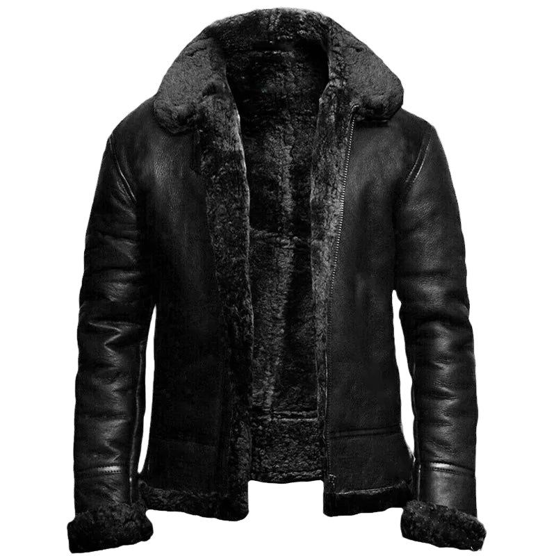 Mäns Skinnkappa med Shearling Foder 0