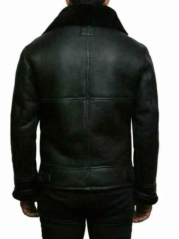 Mäns Skinnkappa med Shearling Foder 1