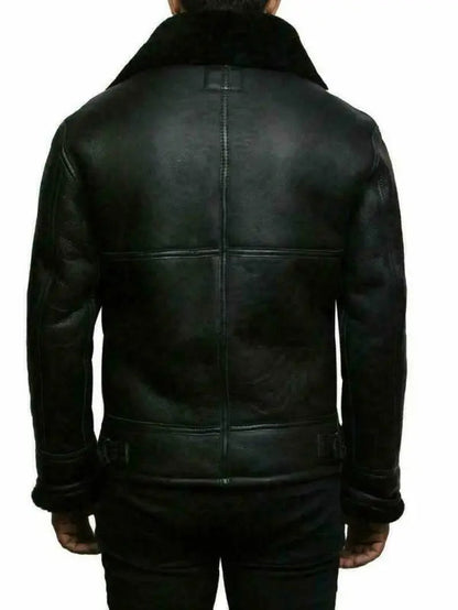 Mäns Skinnkappa med Shearling Foder 1
