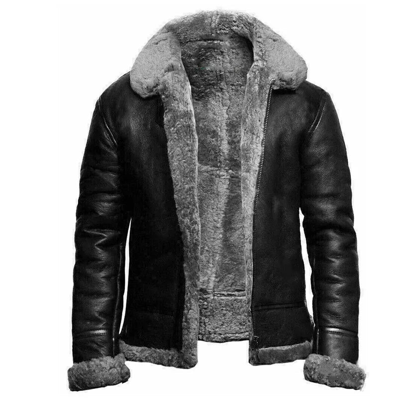 Mäns Skinnkappa med Shearling Foder 2