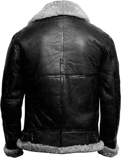 Mäns Skinnkappa med Shearling Foder 3