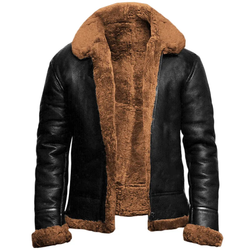 Mäns Skinnkappa med Shearling Foder 4
