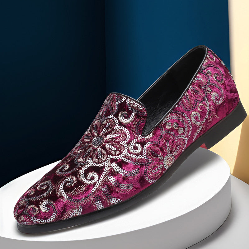 Mäns Slip-On Loafers med Broderi 1