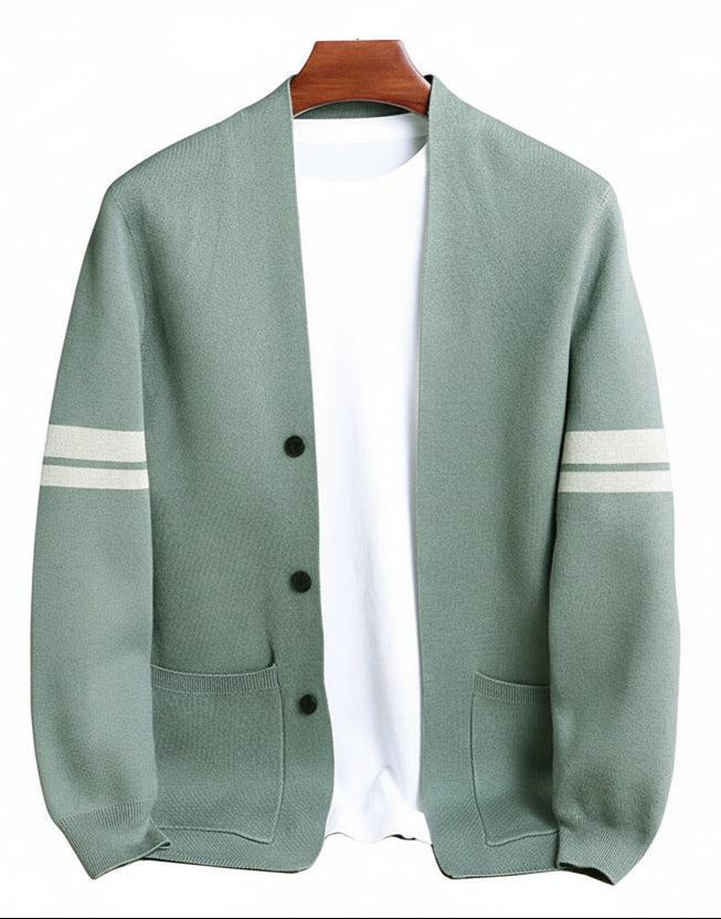 Mäns Stickad Cardigan med Modern Knäppning 0