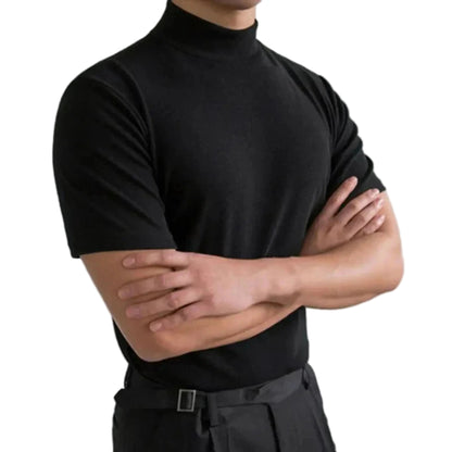 Mäns T-shirt Hög Krage Slimmad Passform 0