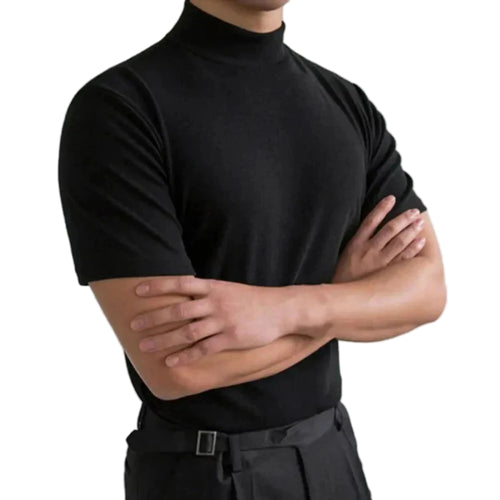 Mäns T-shirt Hög Krage Slimmad Passform 0