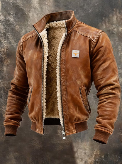 Mäns Termisk Läderjacka Vintage Stil 1