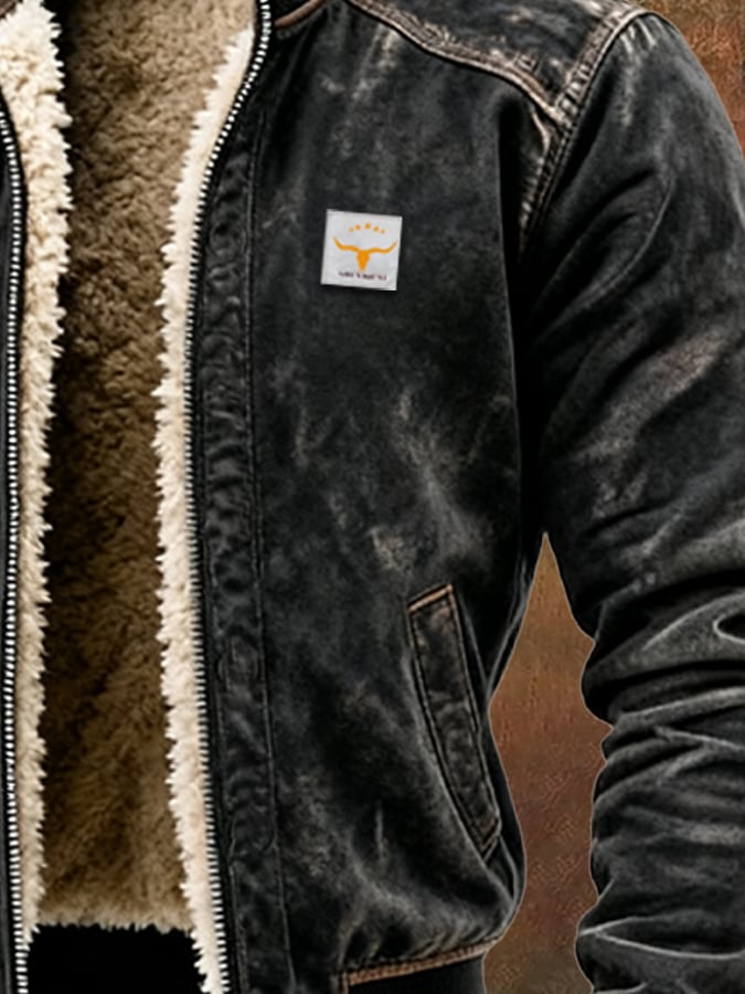 Mäns Termisk Läderjacka Vintage Stil 3