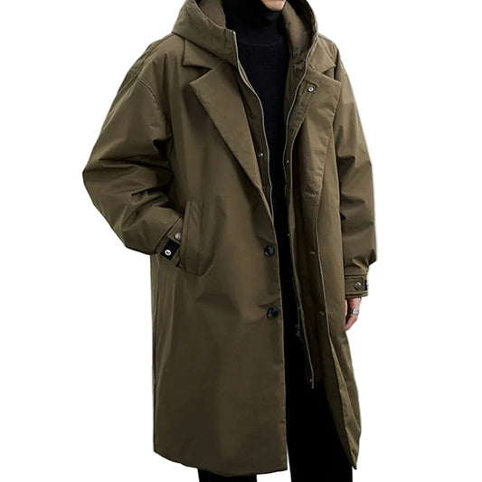 Mäns Trenchcoat med Huvdesign 0