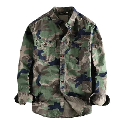 Mäns Urban Camo Skjorta Med Bröstfickor 0
