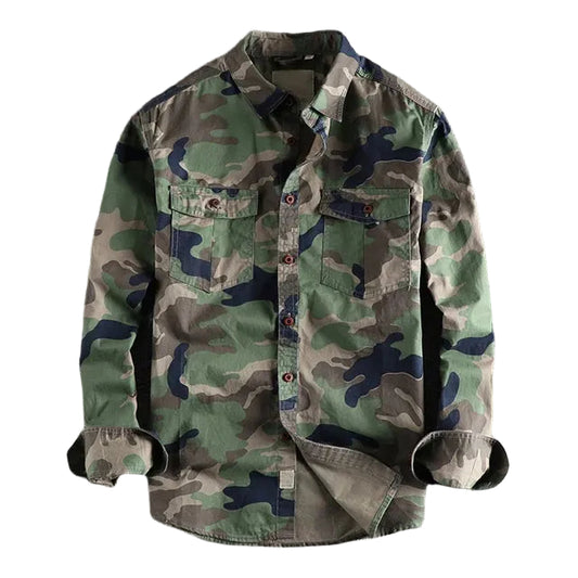 Mäns Urban Camo Skjorta Med Bröstfickor 0