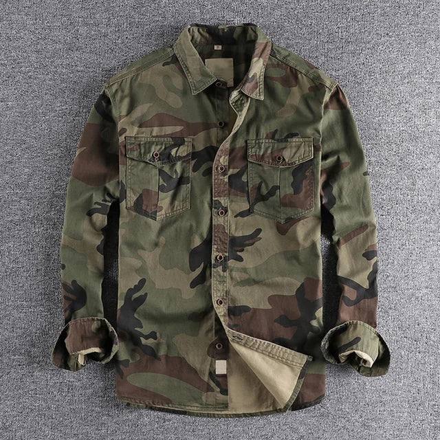 Mäns Urban Camo Skjorta Med Bröstfickor 1