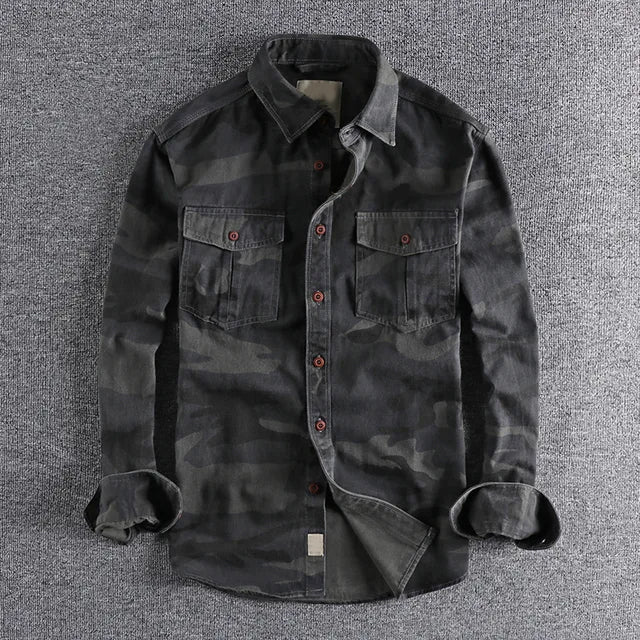 Mäns Urban Camo Skjorta Med Bröstfickor 2