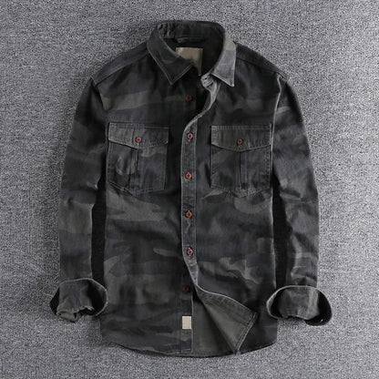 Mäns Urban Camo Skjorta Med Bröstfickor 2