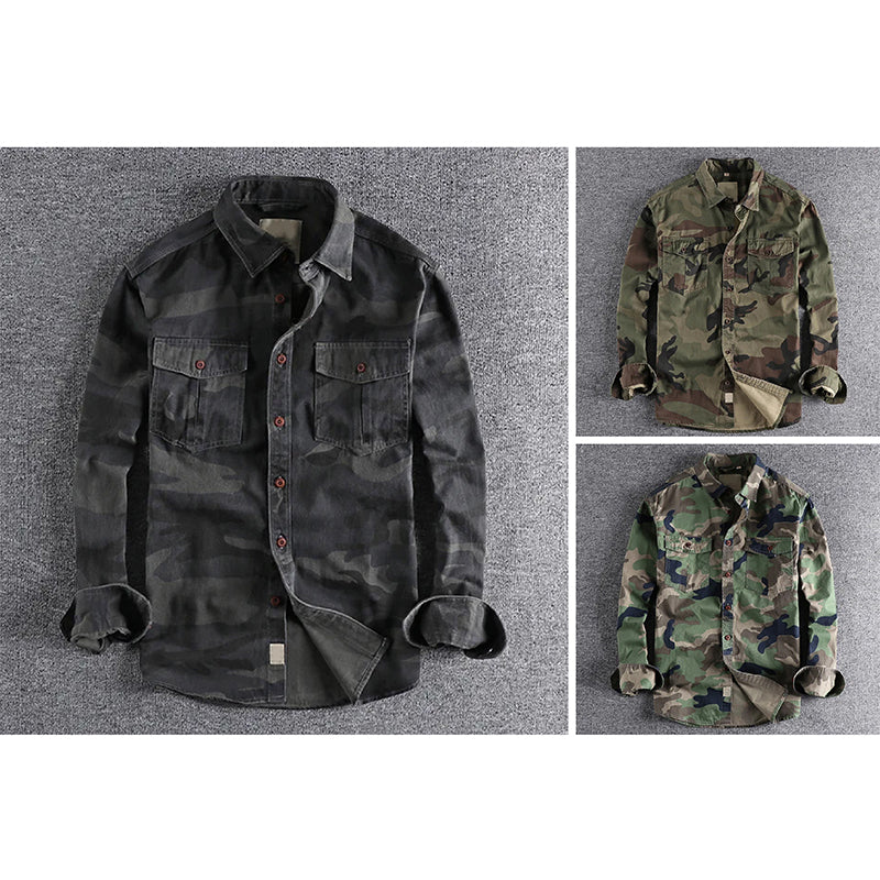Mäns Urban Camo Skjorta Med Bröstfickor 3
