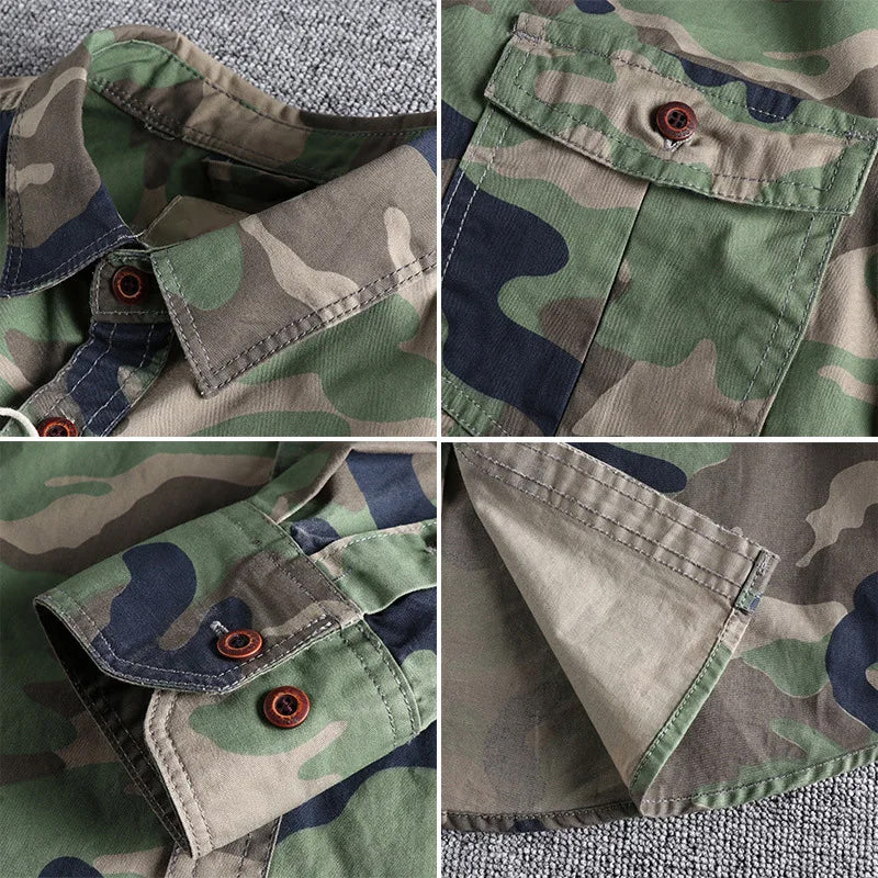 Mäns Urban Camo Skjorta Med Bröstfickor 4