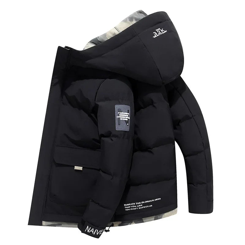 Mäns Vinterparka Slimmad Med Huva 0