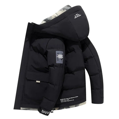 Mäns Vinterparka Slimmad Med Huva 0