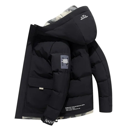 Mäns Vinterparka Slimmad Med Huva 0