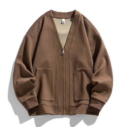 Mäns Zip-Up Cardigan Avslappnad Passform 2