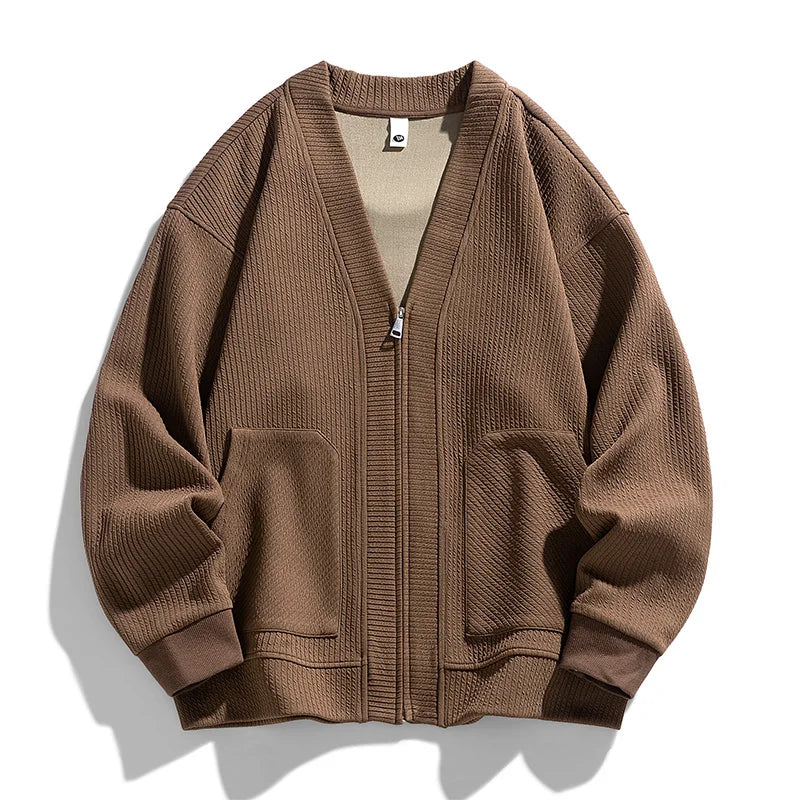 Mäns Zip-Up Cardigan Avslappnad Passform 2
