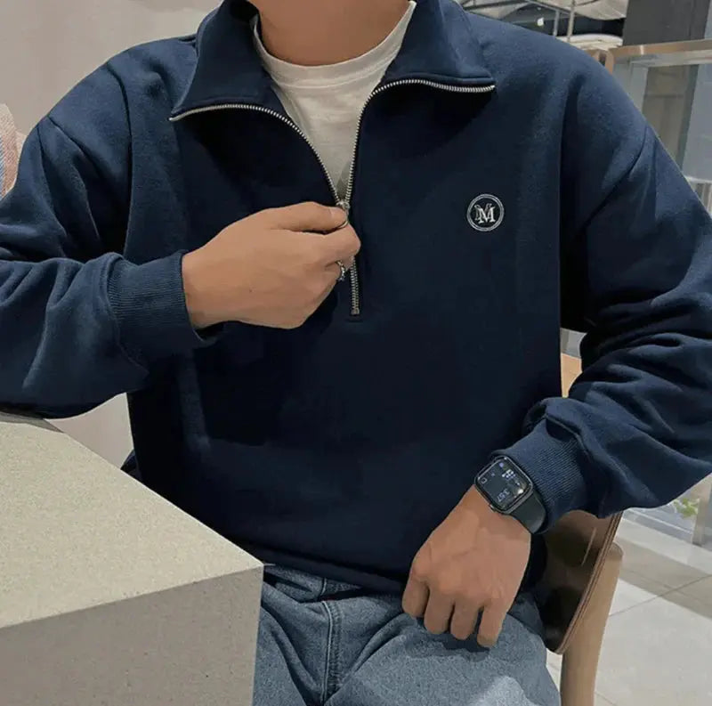 Mäns Zip Up Tröja Med Stilren Design 5