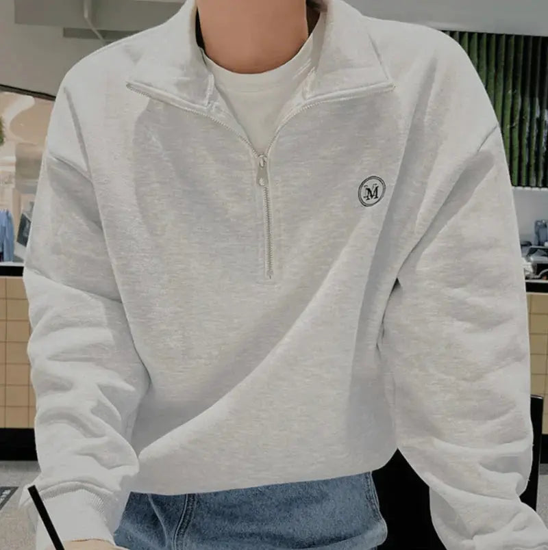 Mäns Zip Up Tröja Med Stilren Design 6