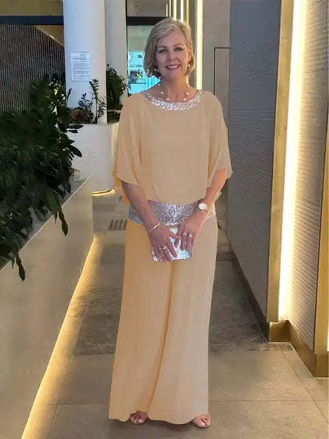 Variant image for Kvinnors Elegant Kvällsuppsättning Glitter Top Högkvalitativt Tyg-25